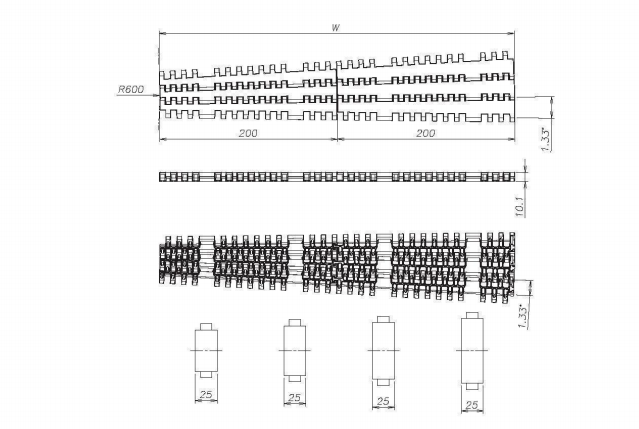 CY-2100系列90° 转弯链板